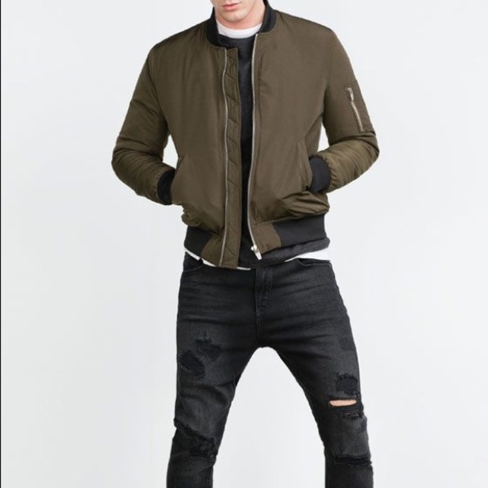 Khaki padded bomber jacket